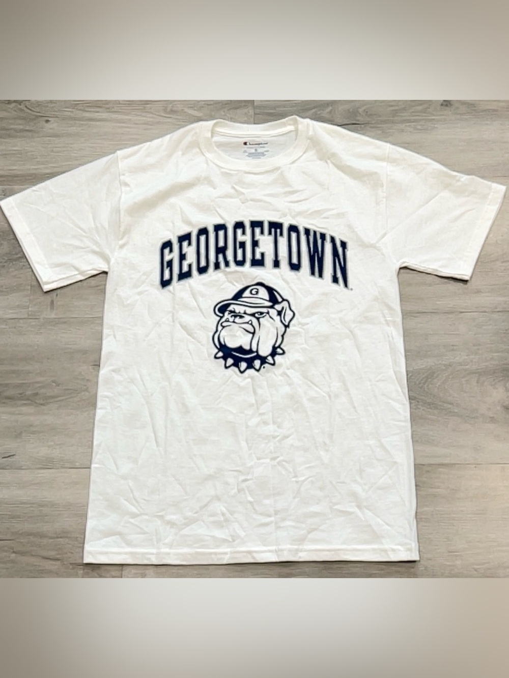 Champion Georgetown Hoyas Bulldog Graphic T Shirt White Men Size Small